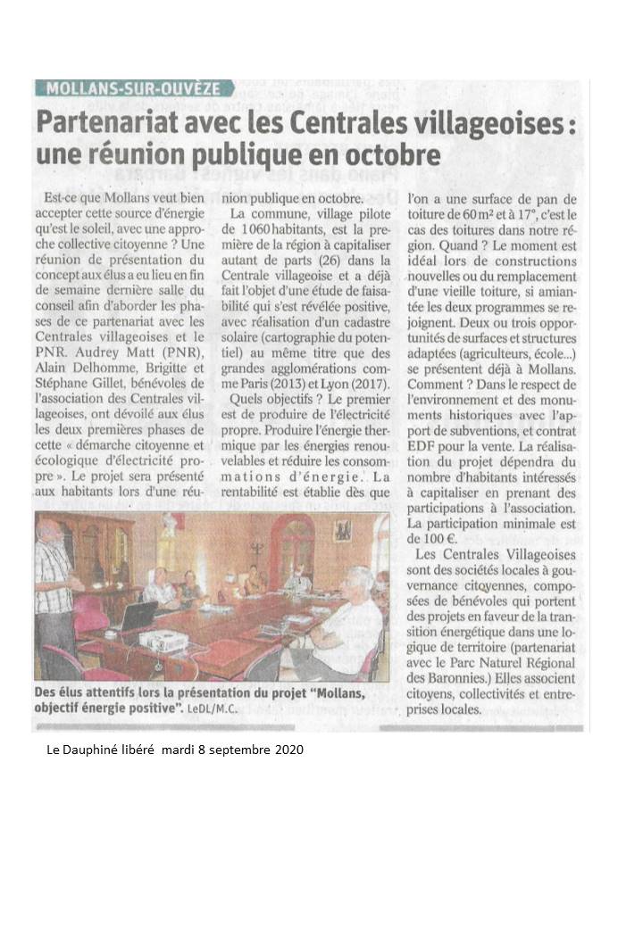 article Dauphine libere 8 septembre 2020